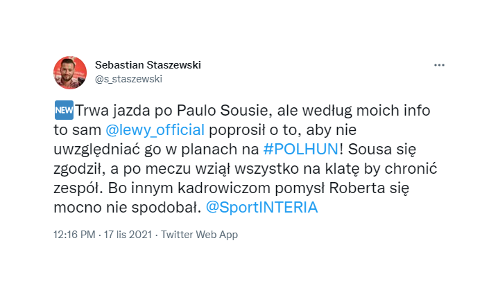 Wiadomo, kto zdecydował o BRAKU LEWEGO W MECZU Z WĘGRAMI! To nie Sousa!